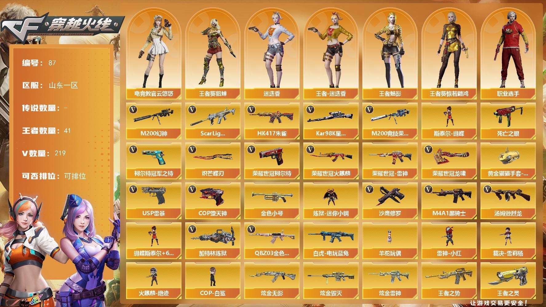 穿越火线账号北部战区山东一区Light-白虎