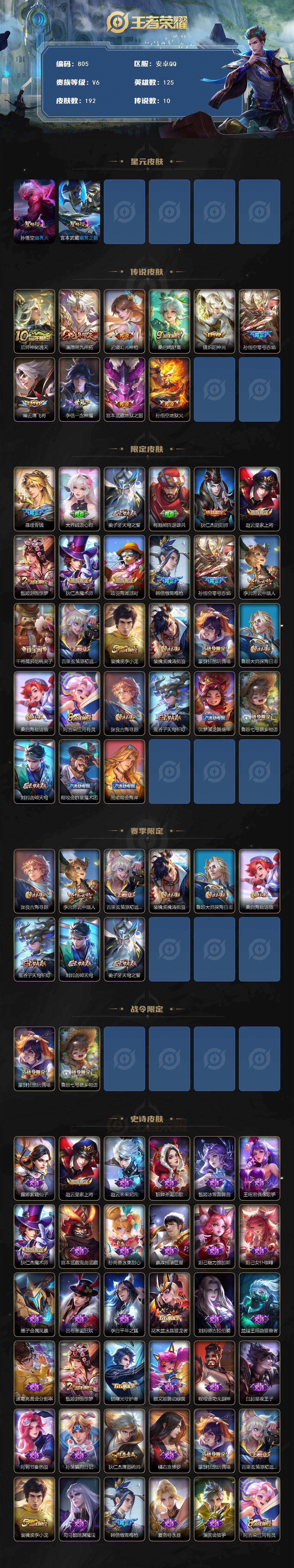 WZLFY3421798王者荣耀账号详情图2 WZLFY3421798王者荣耀账号详情图2