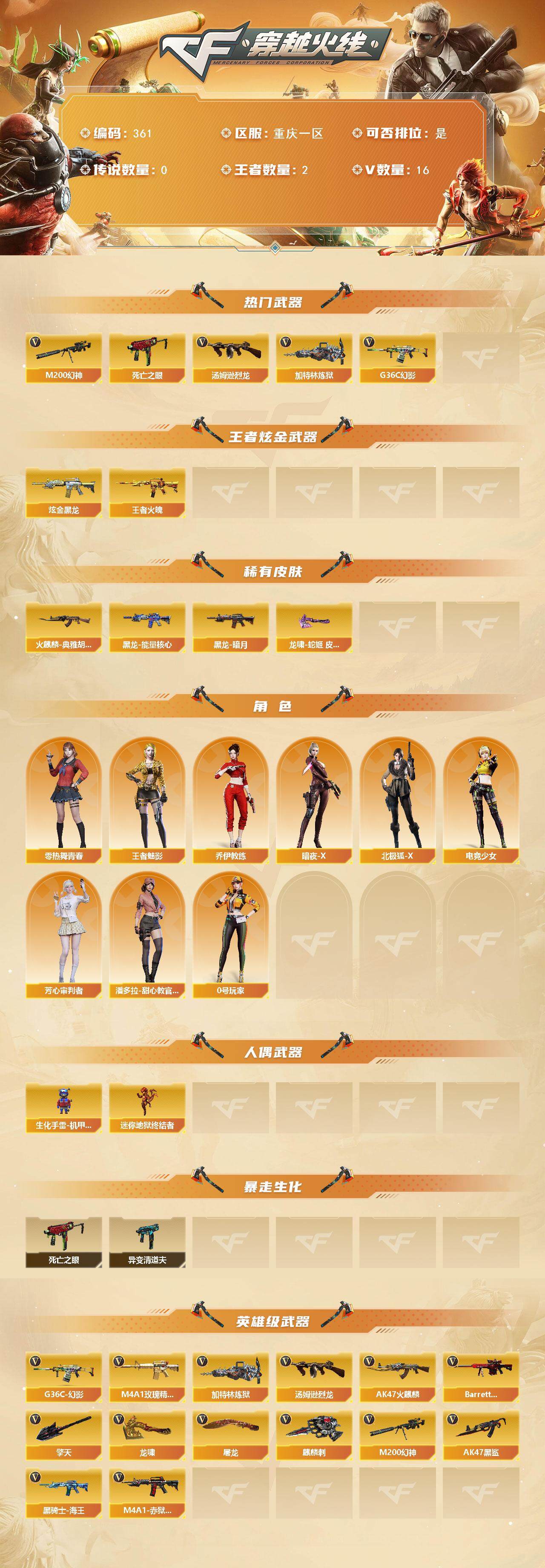 CFFHW374521穿越火线账号详情图2 CFFHW374521穿越火线账号详情图2