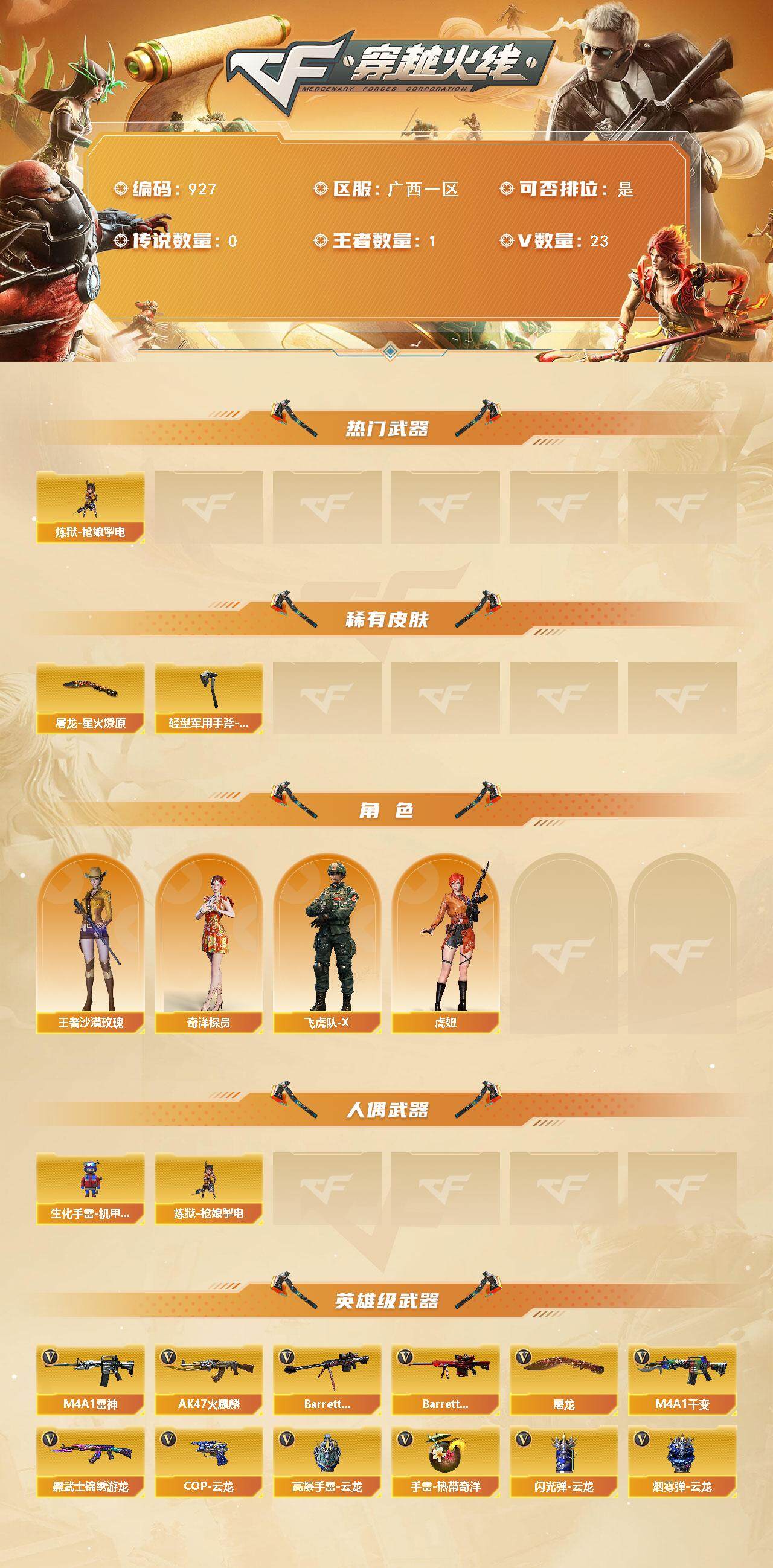 CFLX371032穿越火线账号详情图2 CFLX371032穿越火线账号详情图2