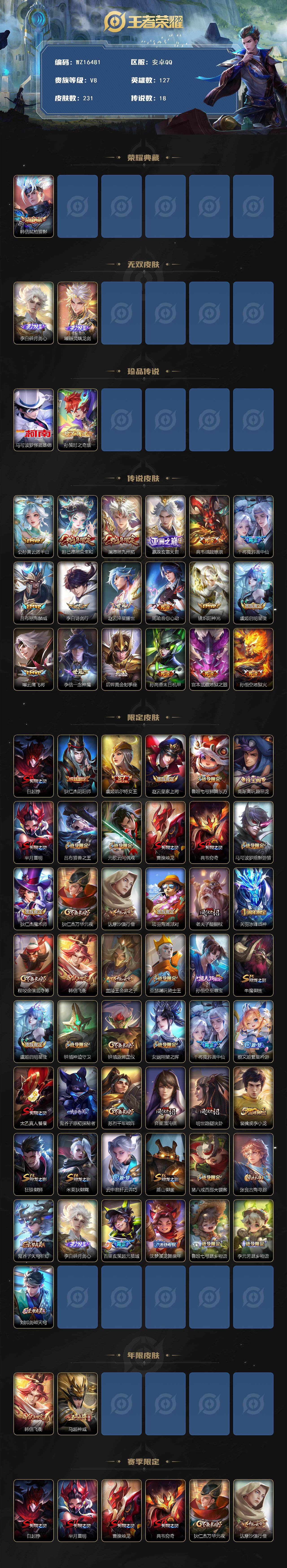 WZ03410032王者荣耀账号详情图2 WZ03410032王者荣耀账号详情图2