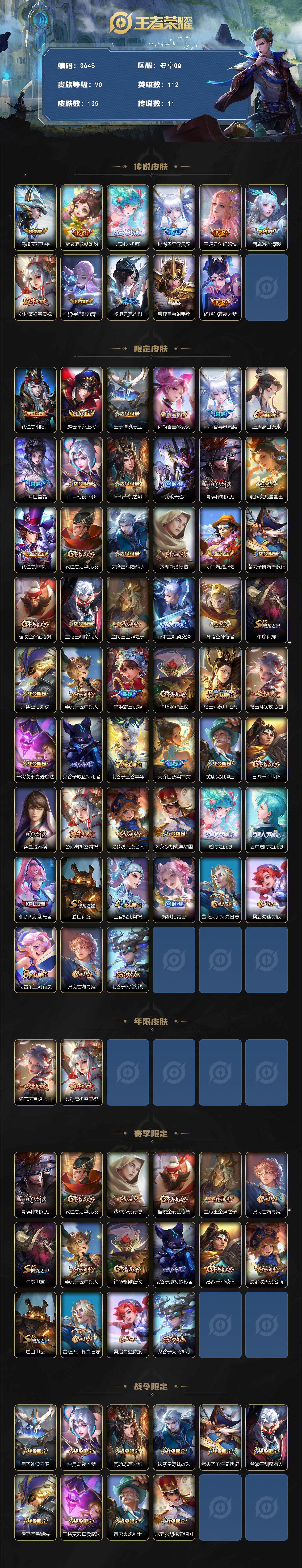 WZQM3450012王者荣耀账号详情图3