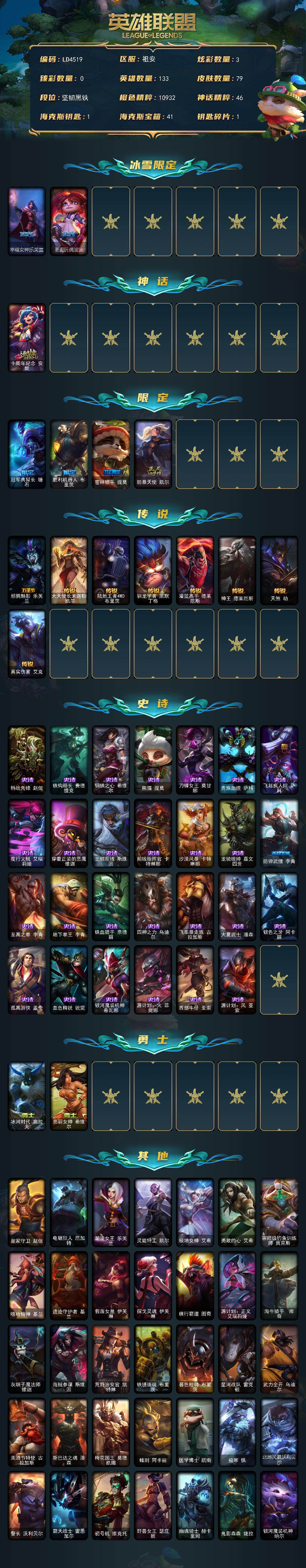 LOLEY322073英雄联盟账号详情图2