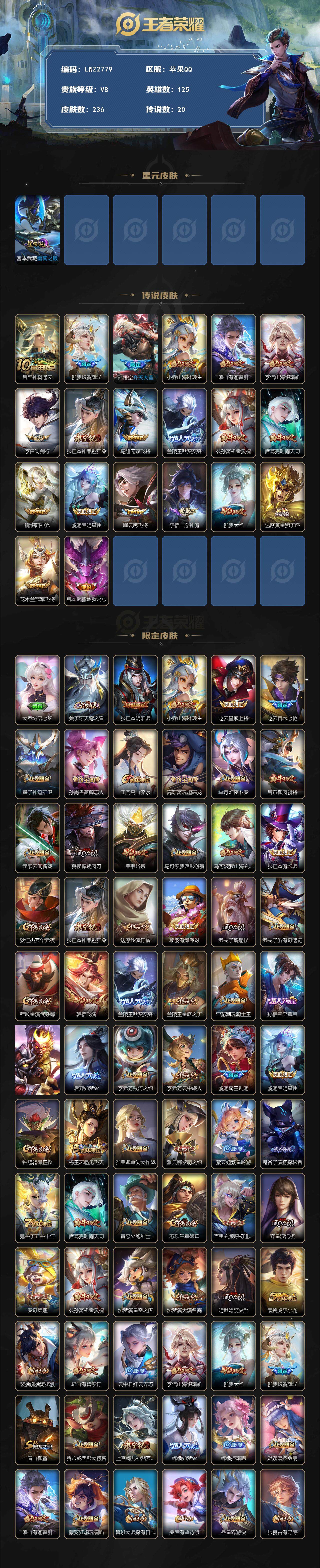 WZLE3450703王者荣耀账号详情图2