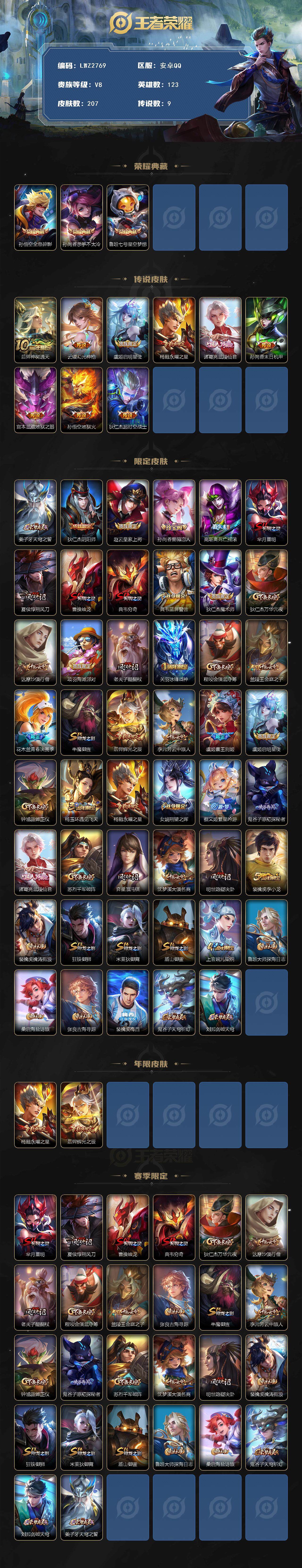 WZLE3450721王者荣耀账号详情图2