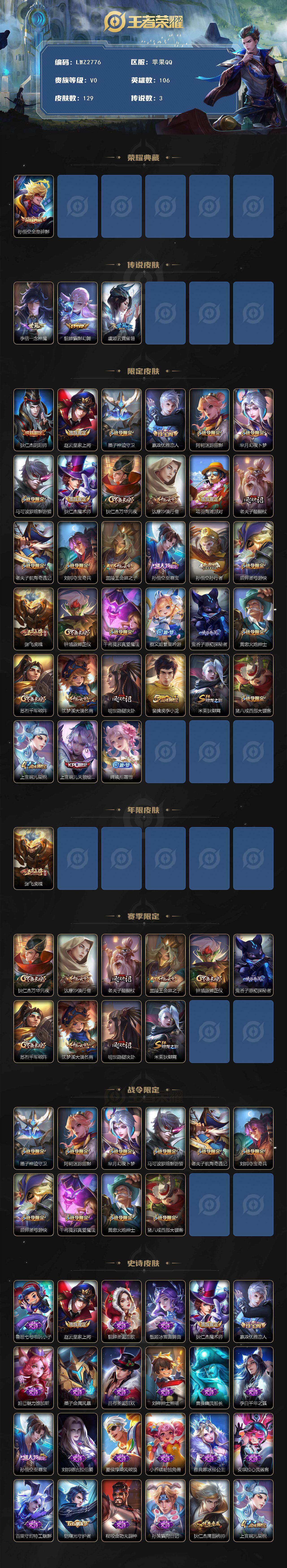 WZLX3450716王者荣耀账号详情图2