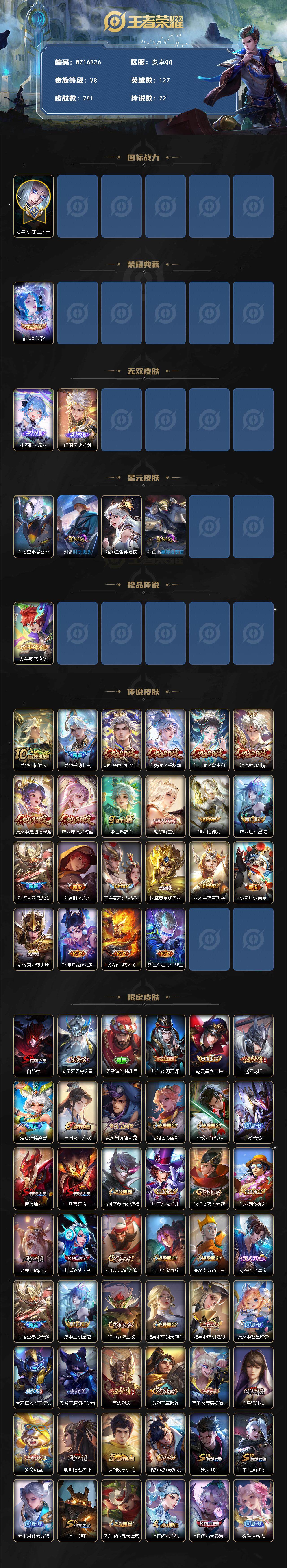 WZ03410232王者荣耀账号详情图2 WZ03410232王者荣耀账号详情图2