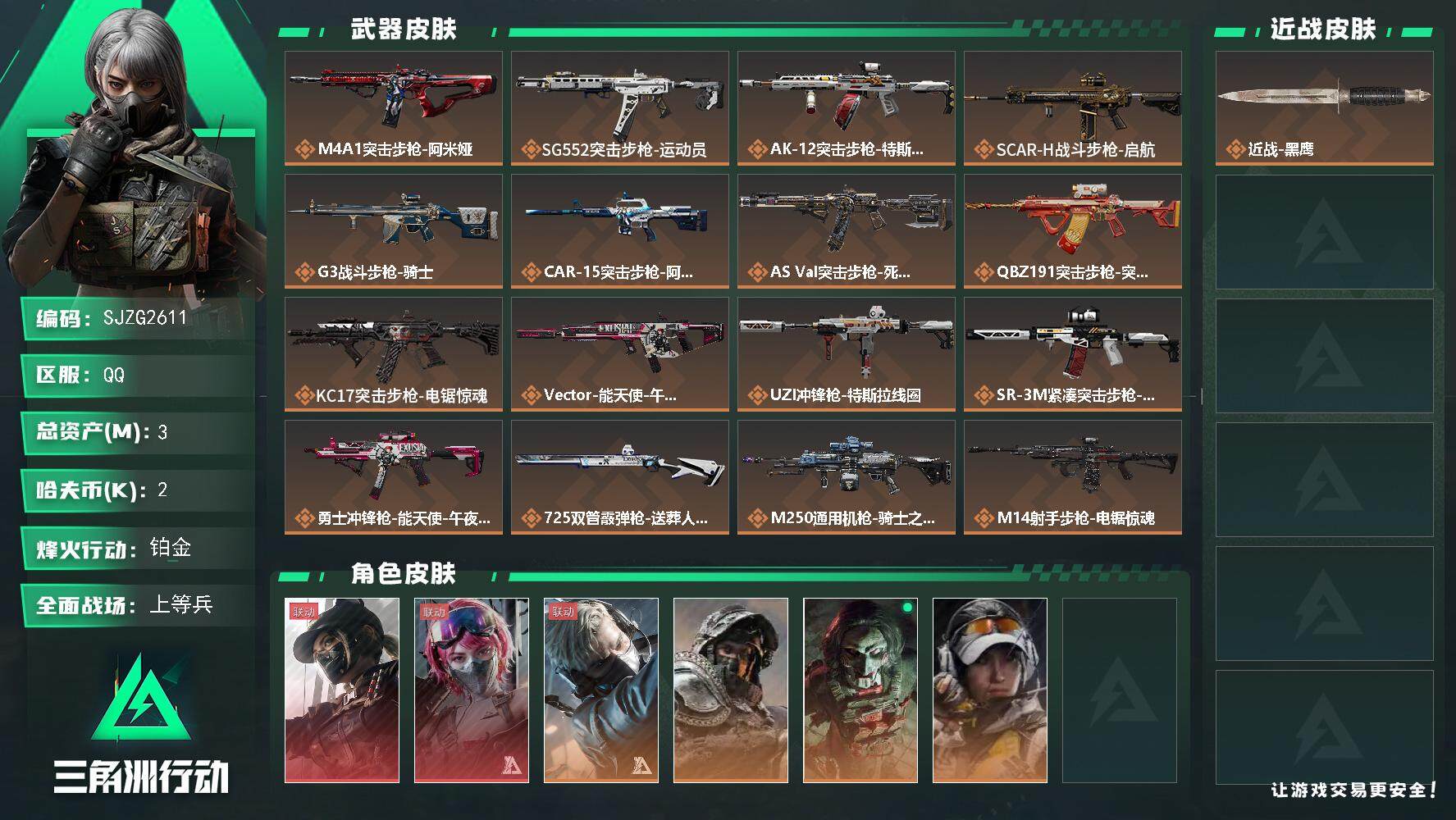 SJZCMW395943三角洲行动账号详情图2