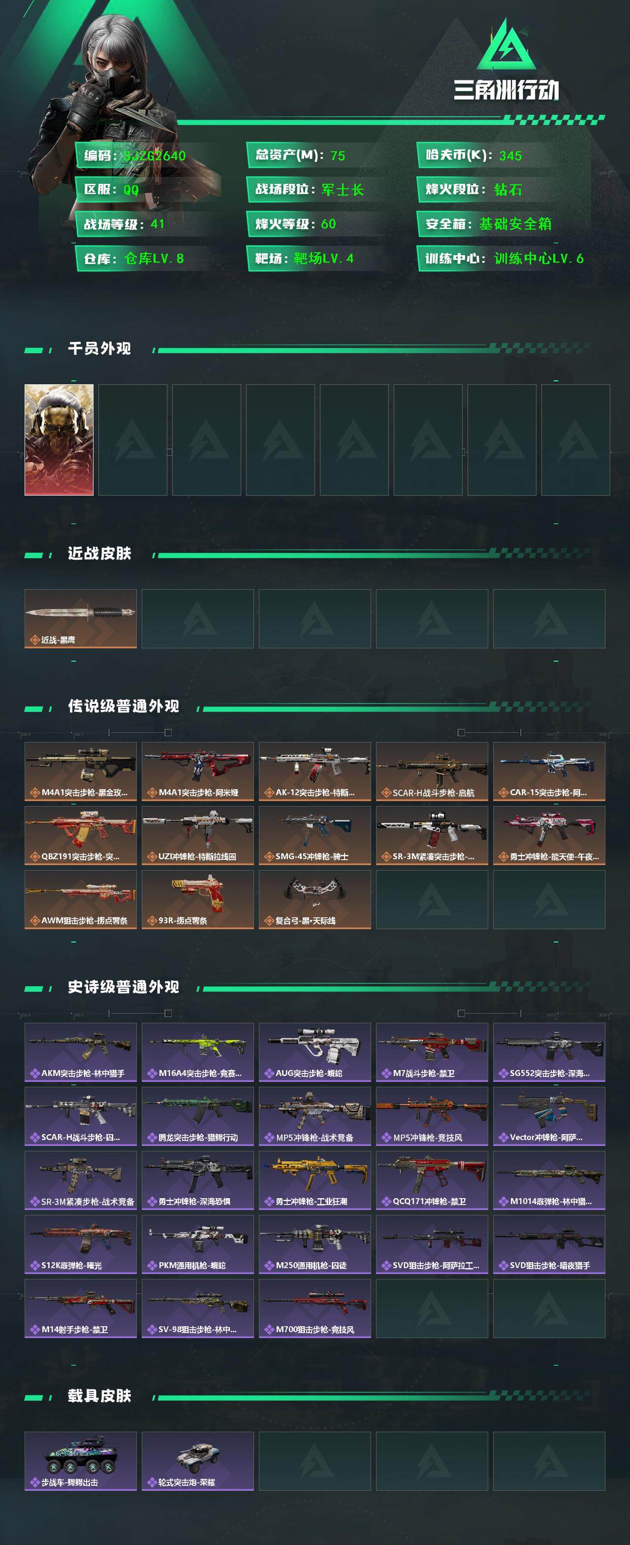 SJZQM396091三角洲行动账号详情图3