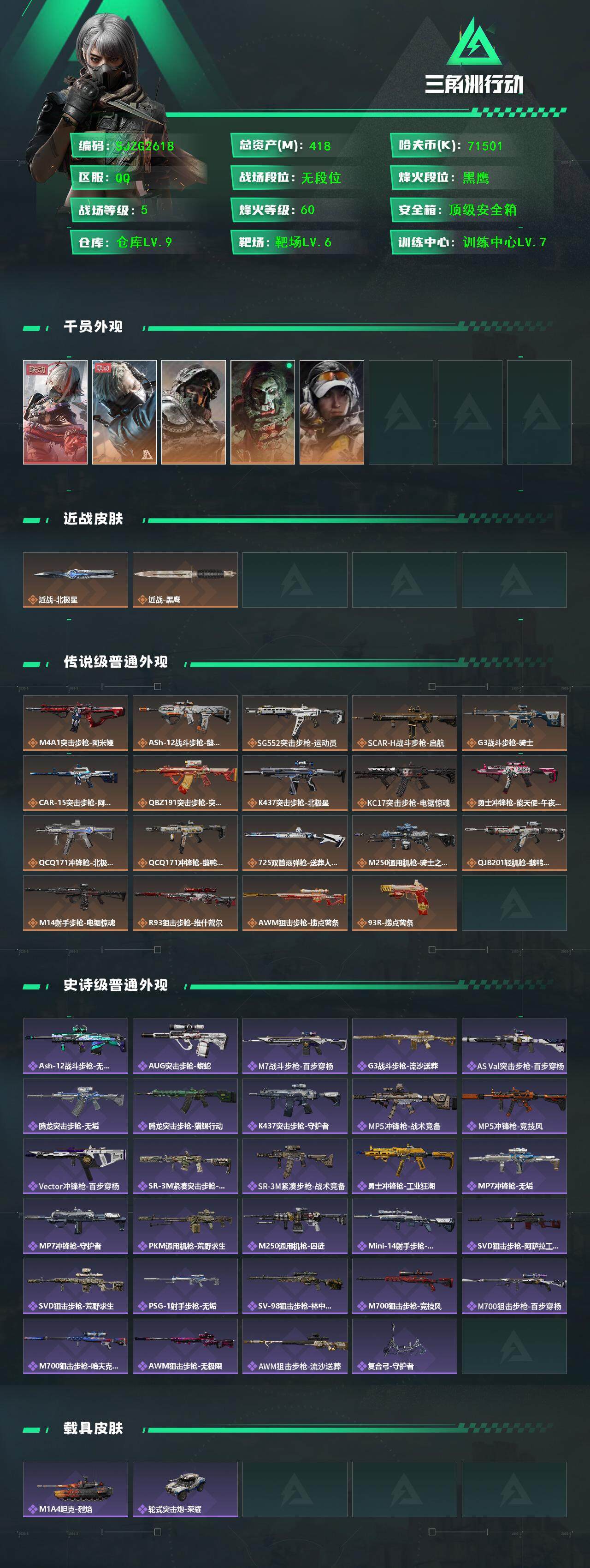 SJZQM394156三角洲行动账号详情图4