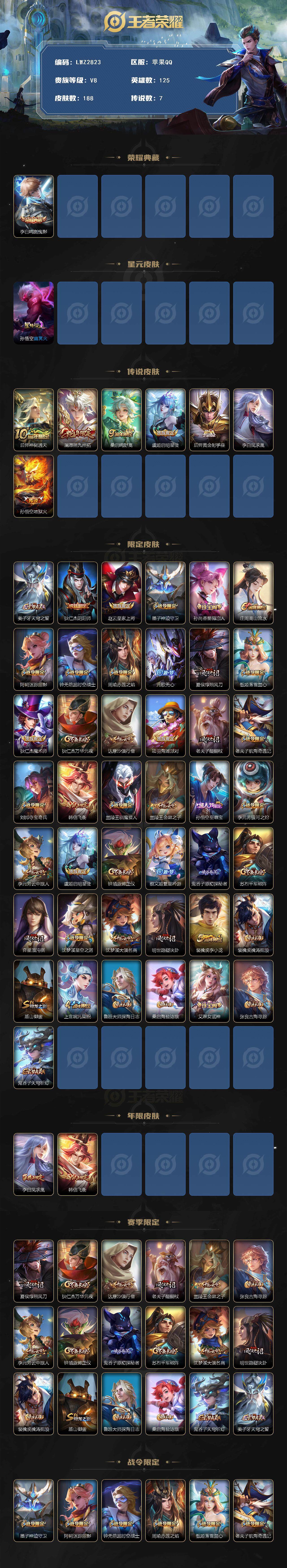 WZCMW3455040王者荣耀账号详情图2