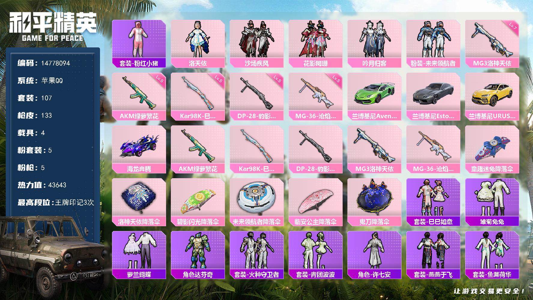 HPDN3443099和平精英账号详情图17