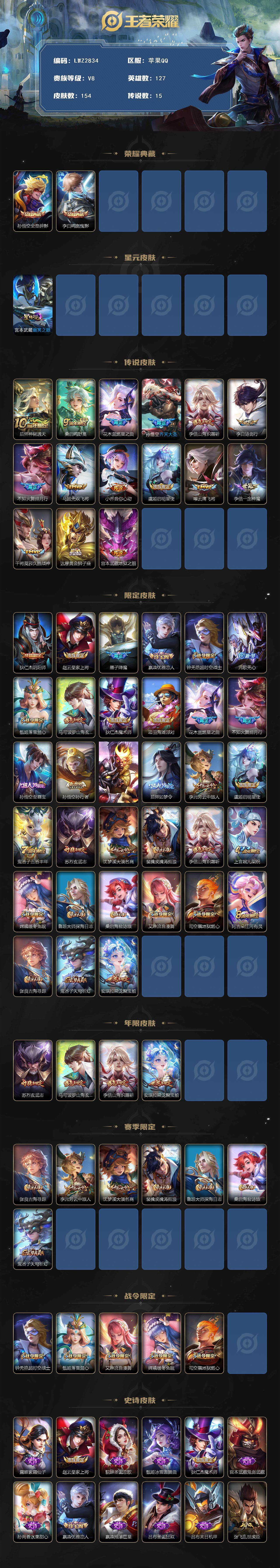 WZLX3460868王者荣耀账号详情图2