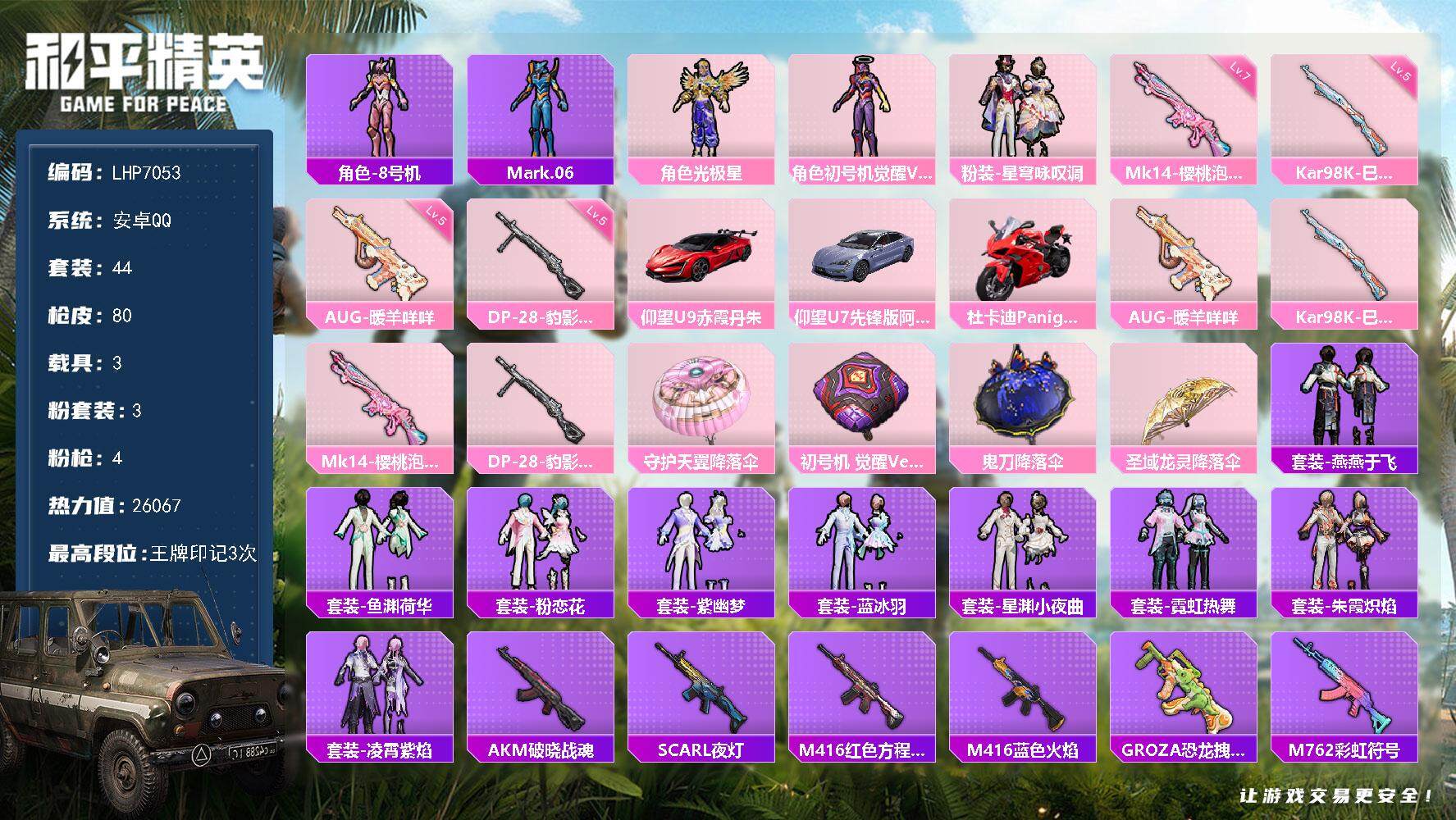 HPLX3444037和平精英账号详情图13 HPLX3444037和平精英账号详情图13