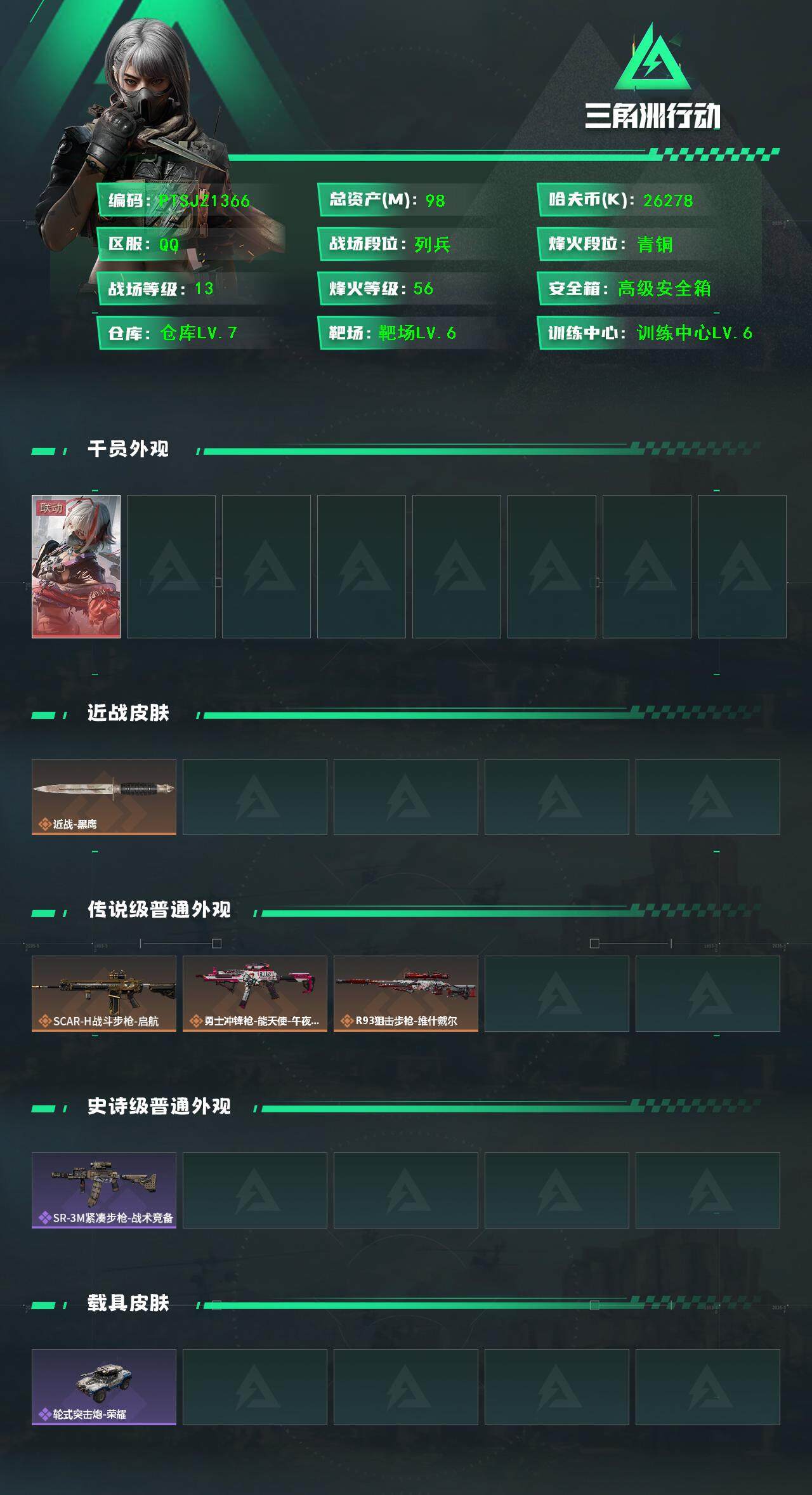 SJZCMW3101382三角洲行动账号详情图2