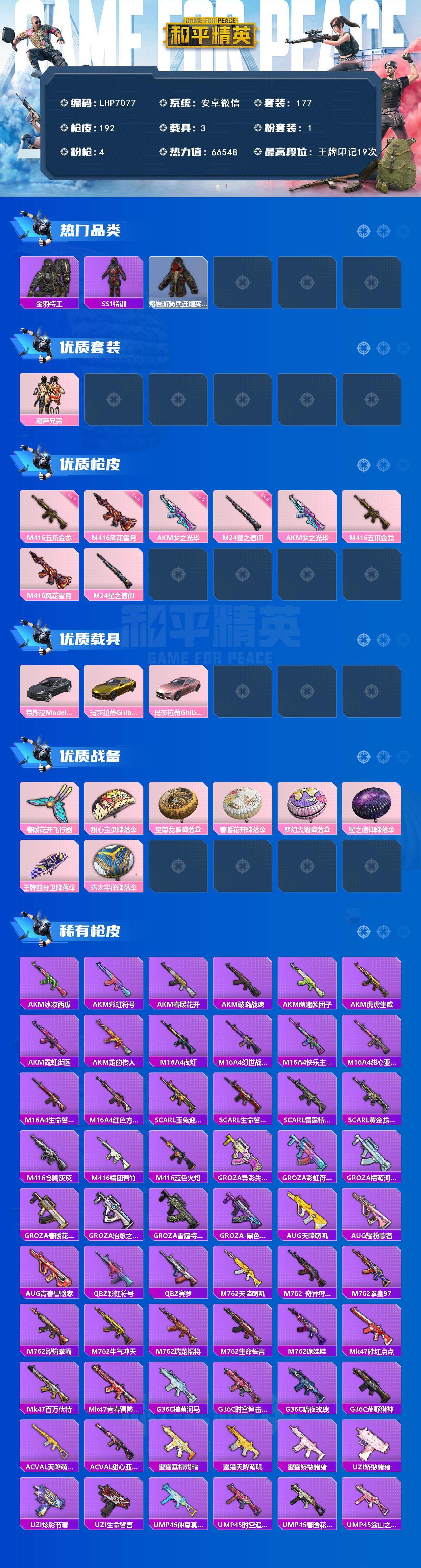 HPLX3447622和平精英账号详情图2