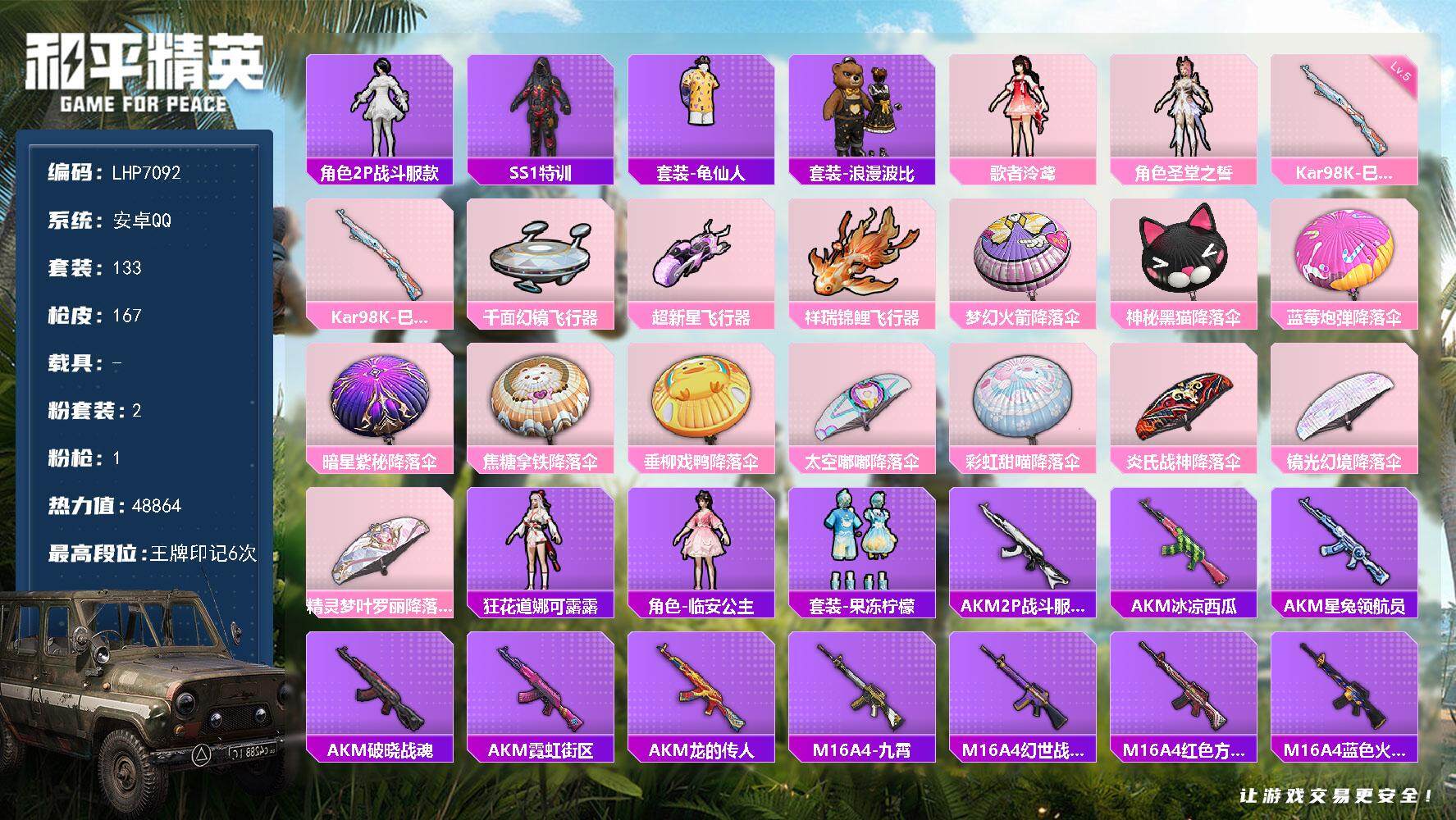 HPLX3447569和平精英账号详情图2