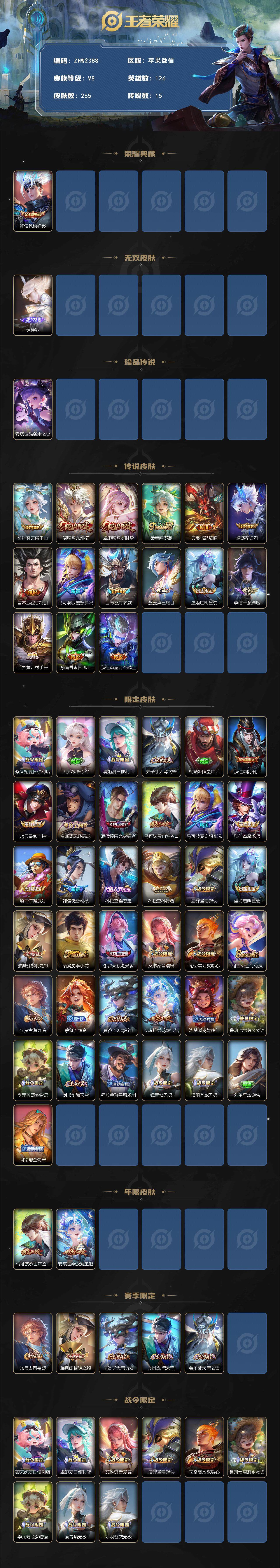 WZLX3481777王者荣耀账号详情图3 WZLX3481777王者荣耀账号详情图3