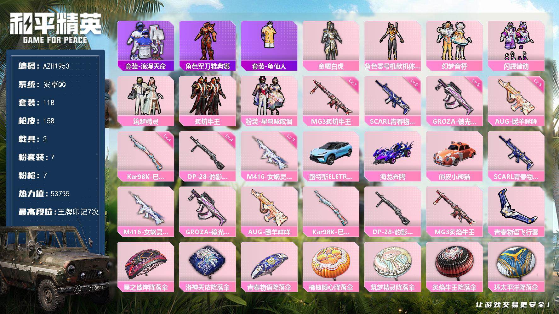 HPCMW3447796和平精英账号详情图2