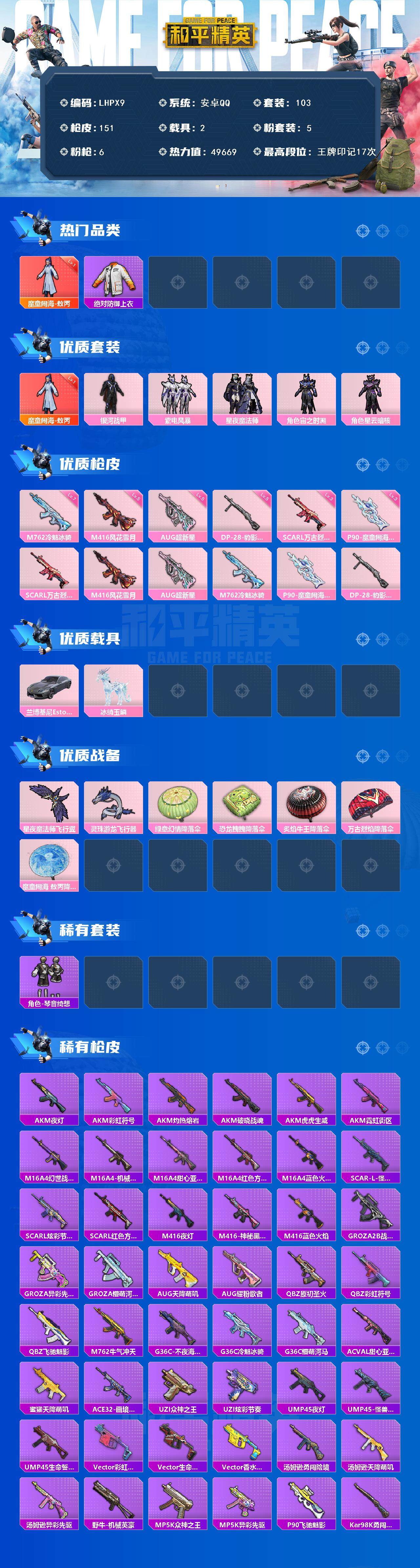 HPLE3453253和平精英账号详情图2