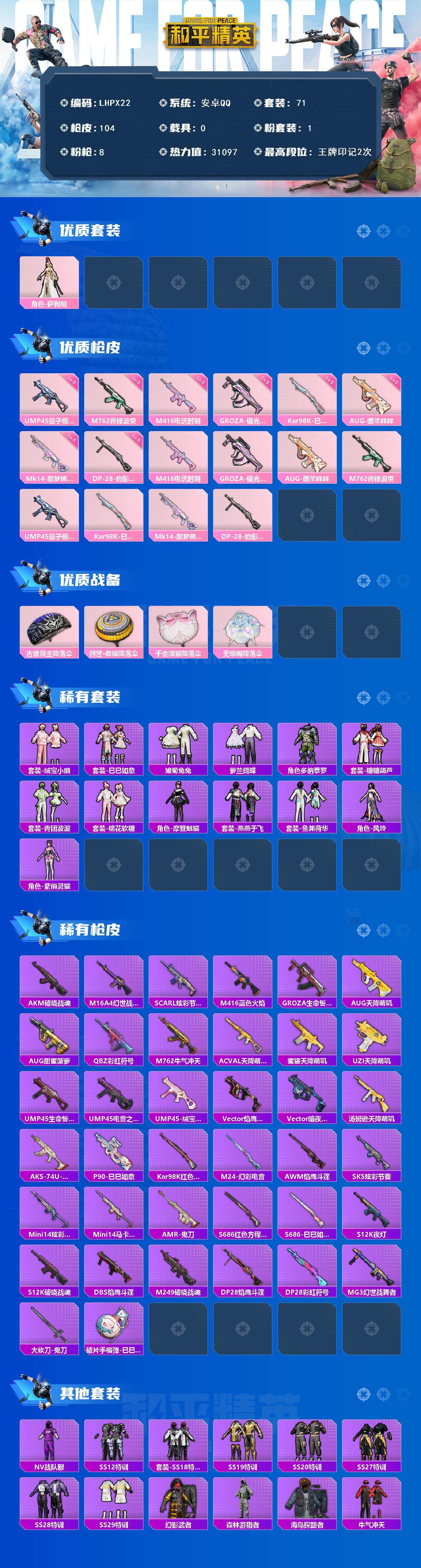 HPLX3454523和平精英账号详情图2