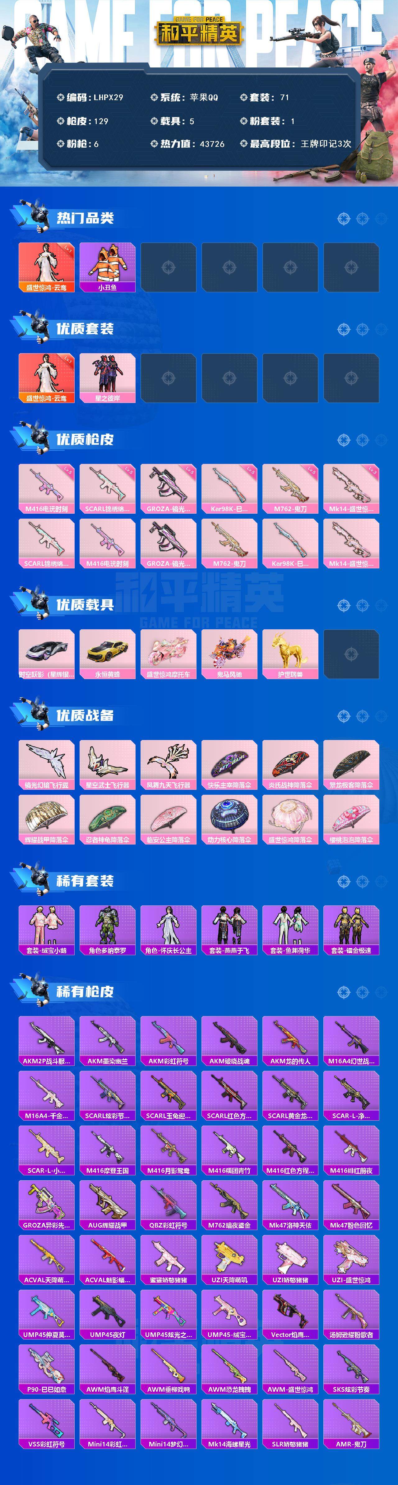 HPLE3453254和平精英账号详情图3