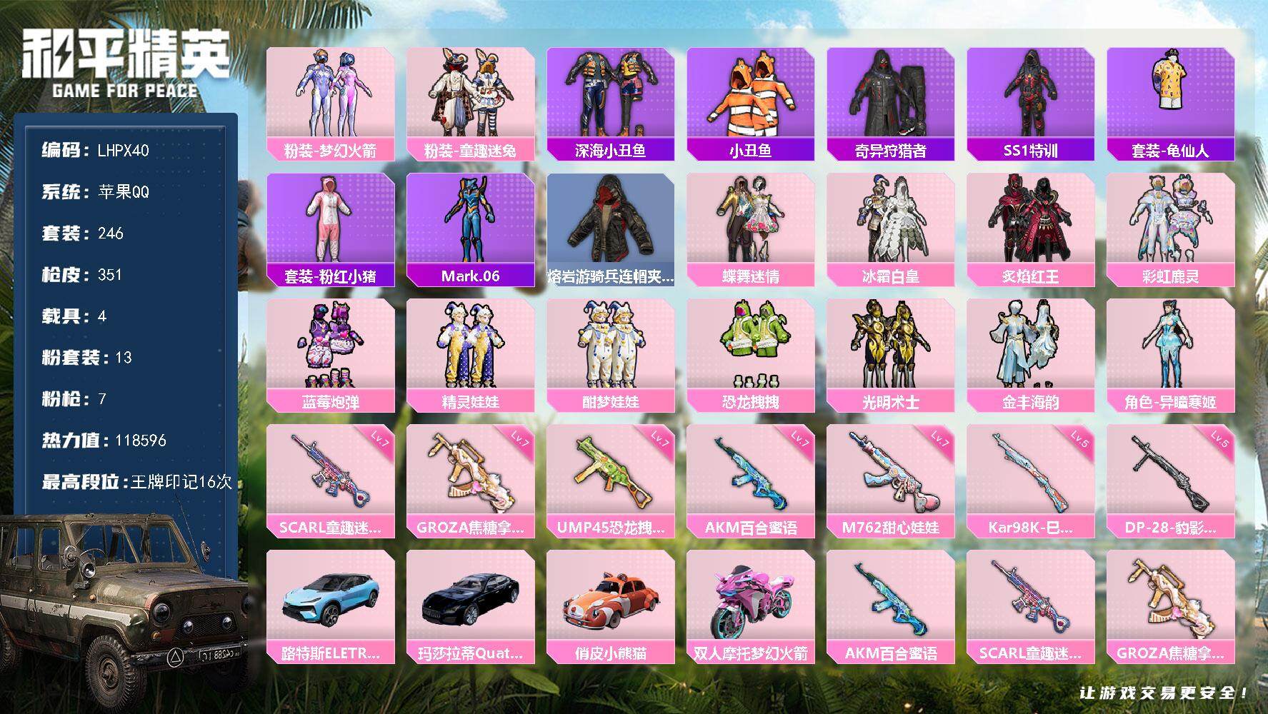 HPLE3453251和平精英账号详情图2