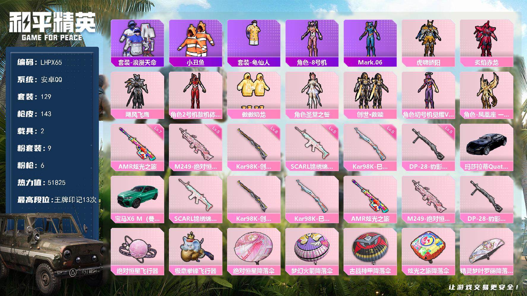 HPLE3453248和平精英账号详情图2