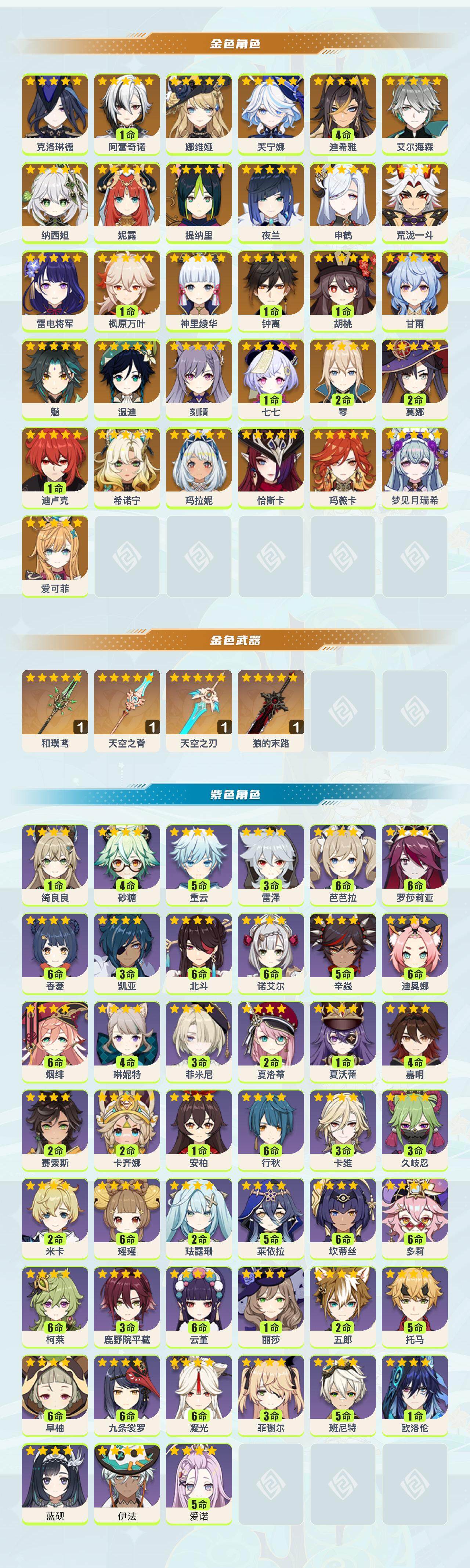 YSEY317112原神账号详情图3 YSEY317112原神账号详情图3