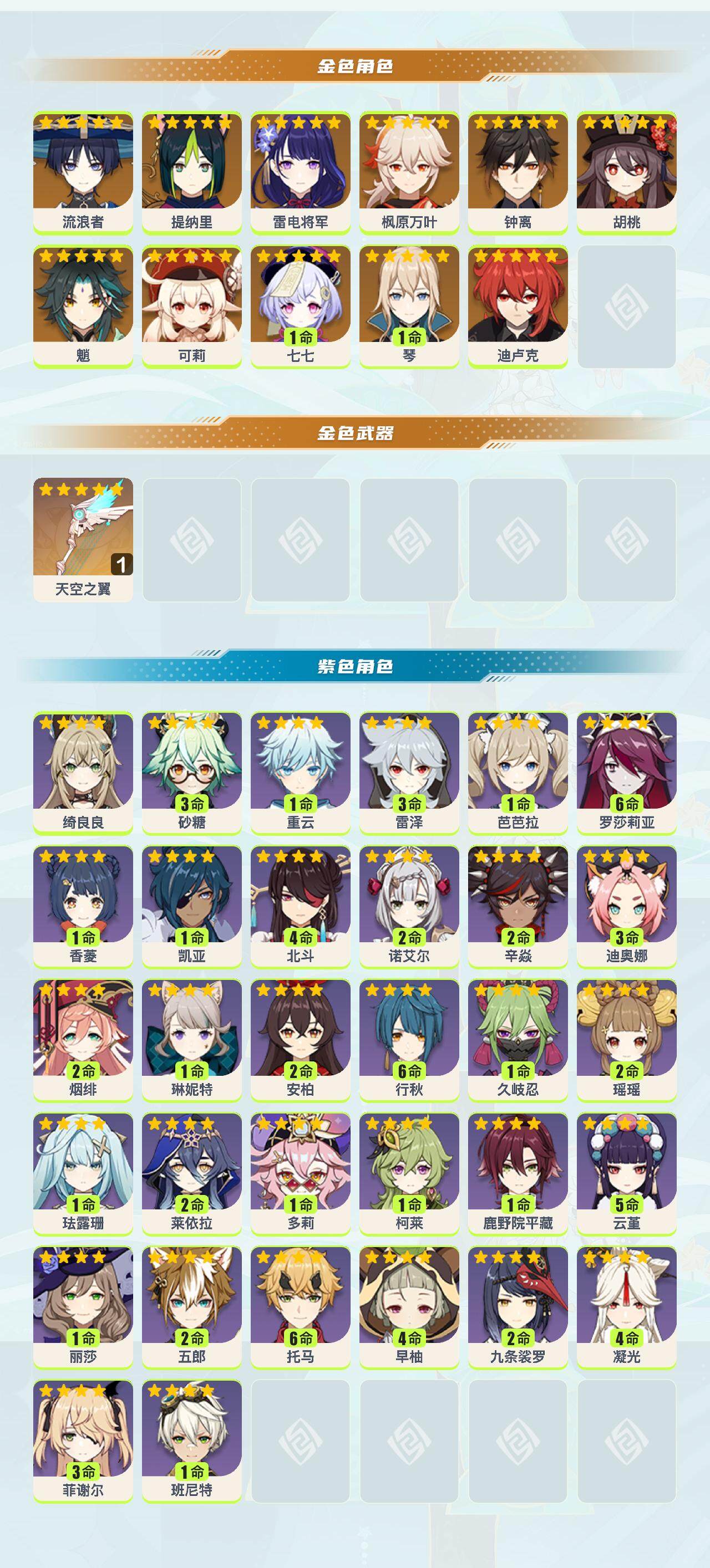 YSEY317081原神账号详情图2 YSEY317081原神账号详情图2