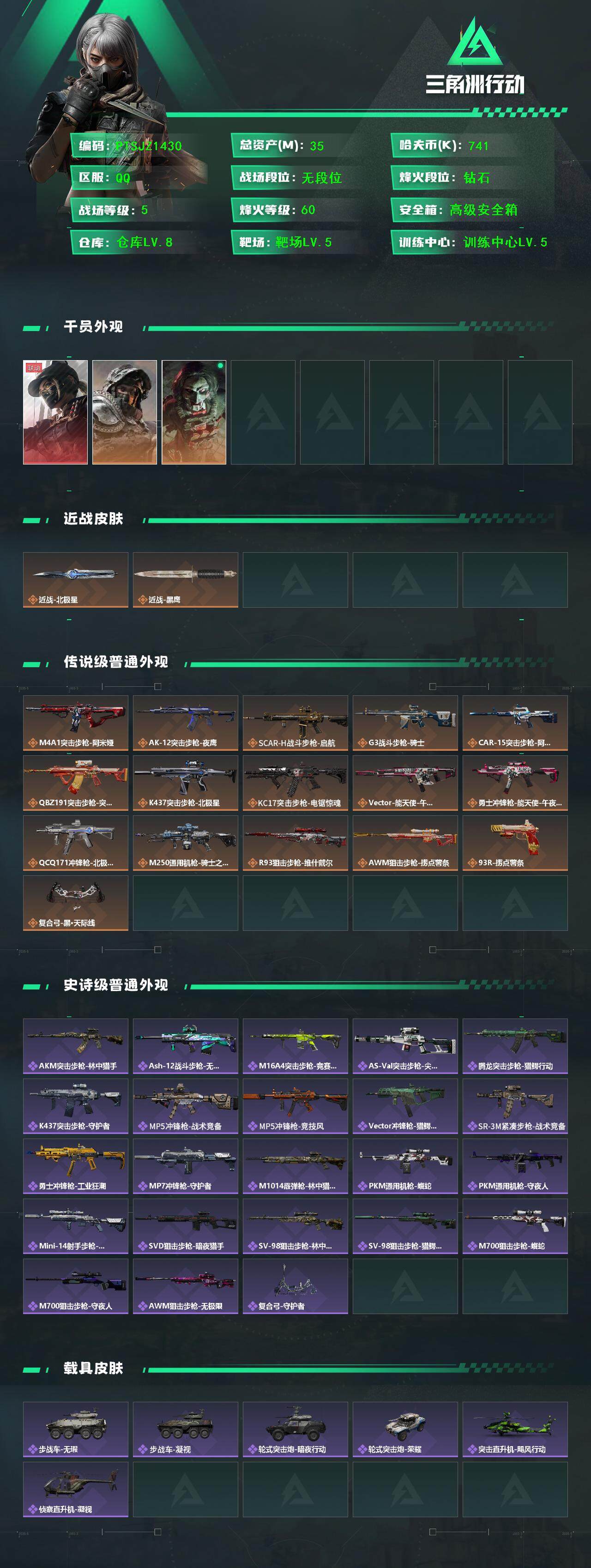 SJZCMW3101557三角洲行动账号详情图2