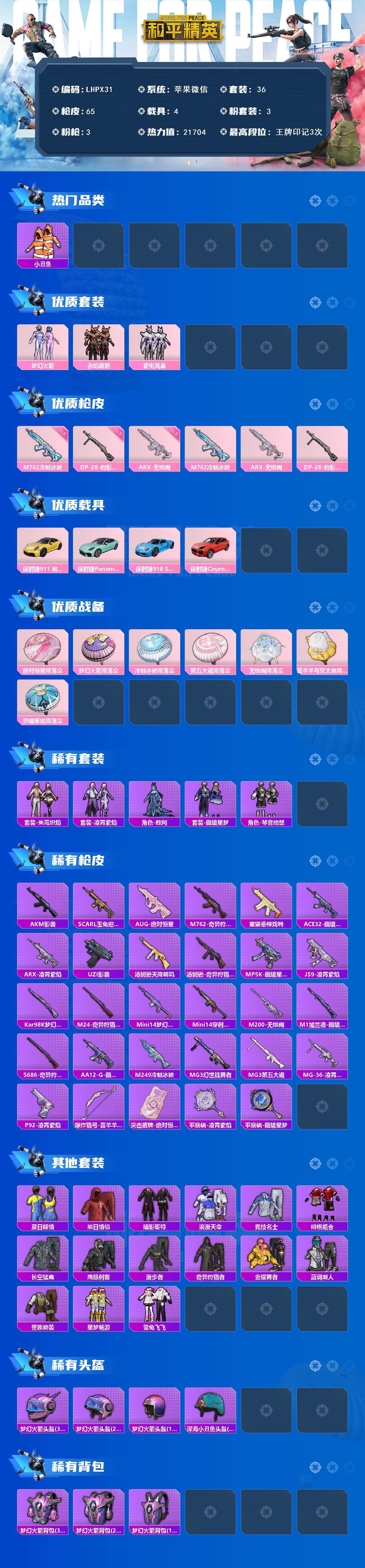HPLE3454243和平精英账号详情图3