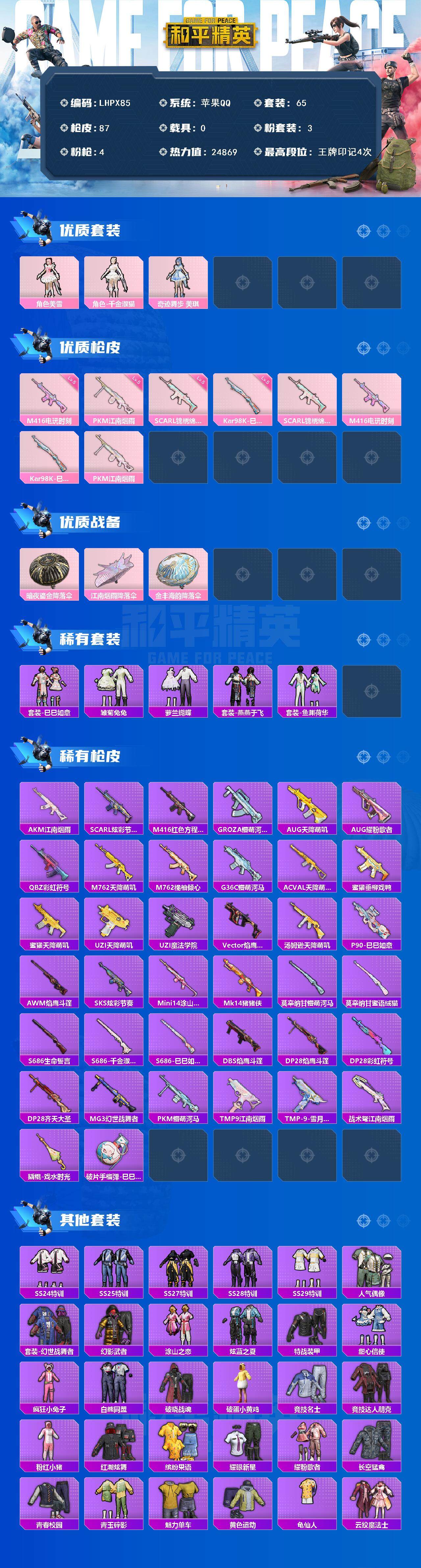 HPLE3453225和平精英账号详情图3