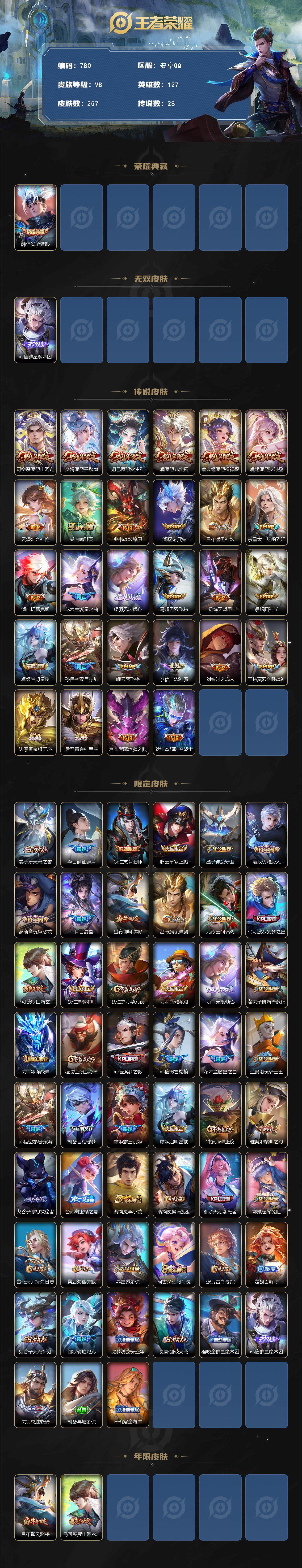 WZKG486102王者荣耀账号详情图3 WZKG486102王者荣耀账号详情图3