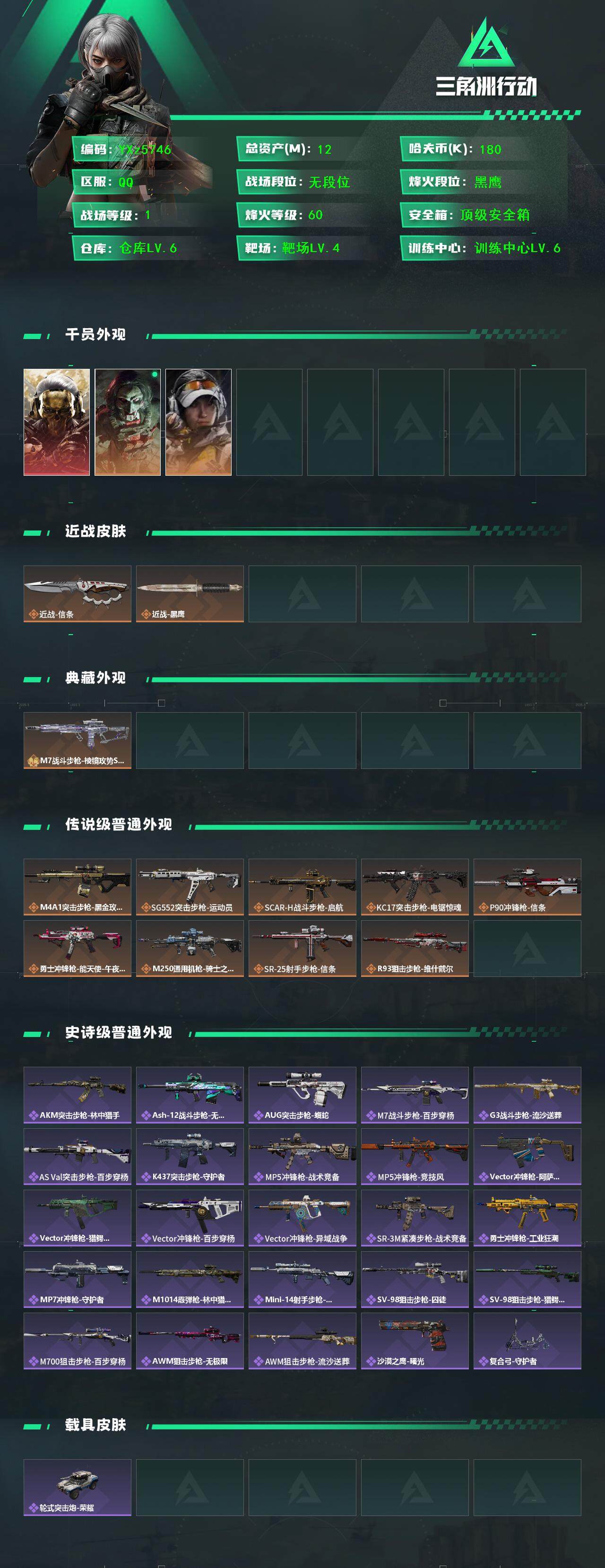 三角洲行动账号QQ【热门组合搭配-S7顶级安全箱,单红+信条-蚀金玫瑰】【典藏外观】：M7战斗步枪-棱镜攻势S2（优品