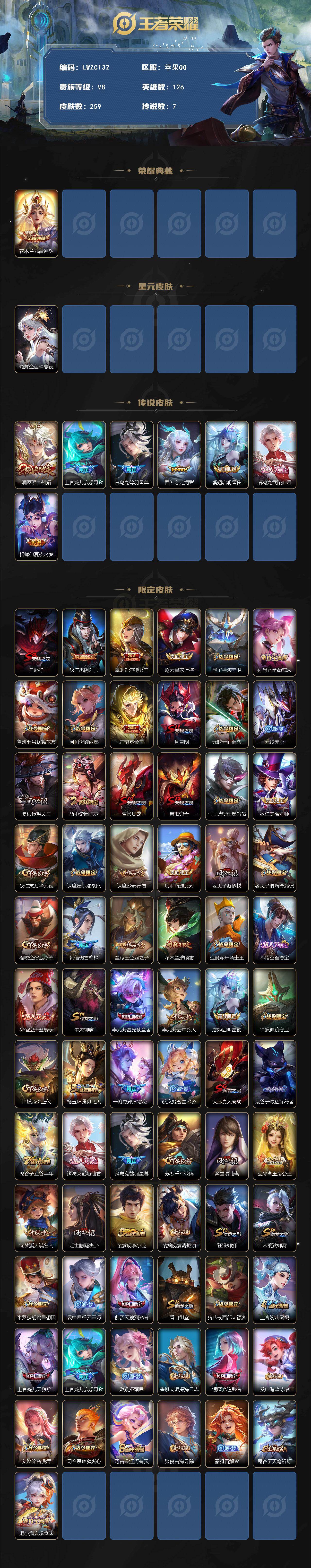 WZLX463262王者荣耀账号详情图2