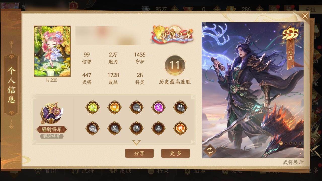 【12412954】官阶：骠骑将军
VIP...