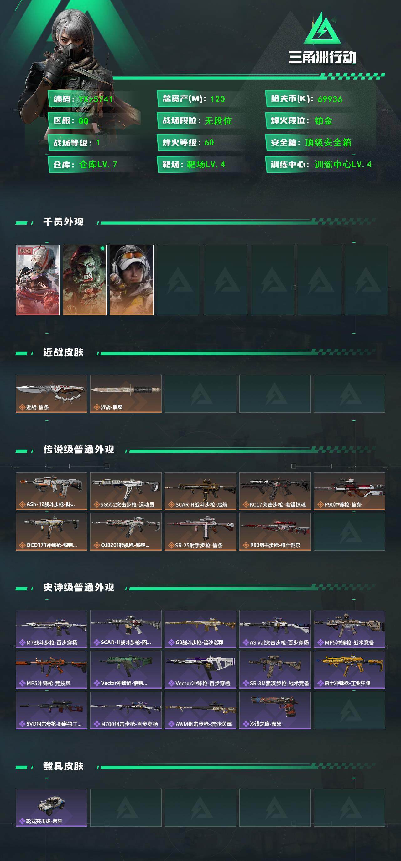 三角洲行动账号QQ【热门皮肤号：单红+单刀-维什戴尔+信条】【当日上新-性价比特价号】【Q区三端互通】【【无二次协助处