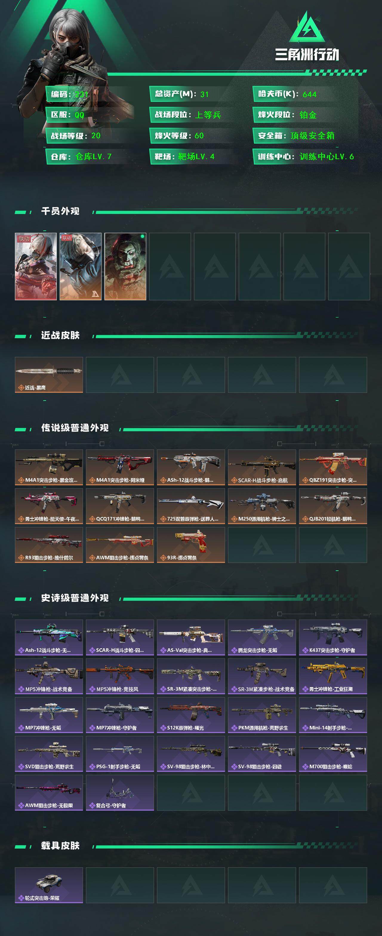 SJZCMW3103476三角洲行动账号详情图2