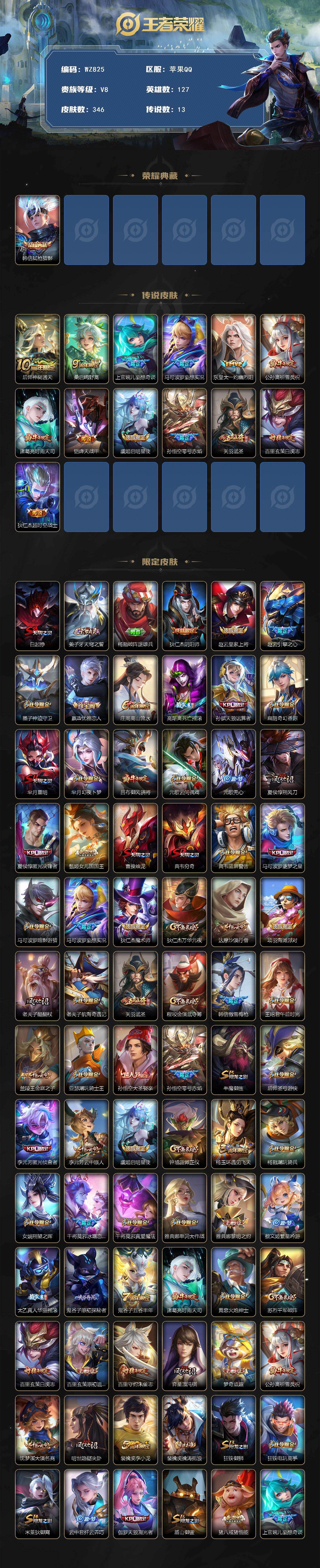 WZLX466501王者荣耀账号详情图3