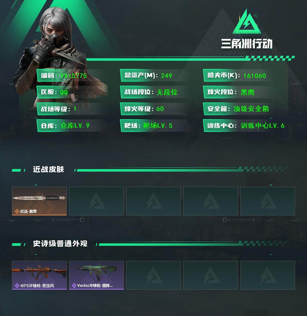 三角洲行动账号QQ【S7赛季安全箱3X3.高额资产号249M现金161N.满足烽火/全面战场所有需求.强烈推荐】【Q区