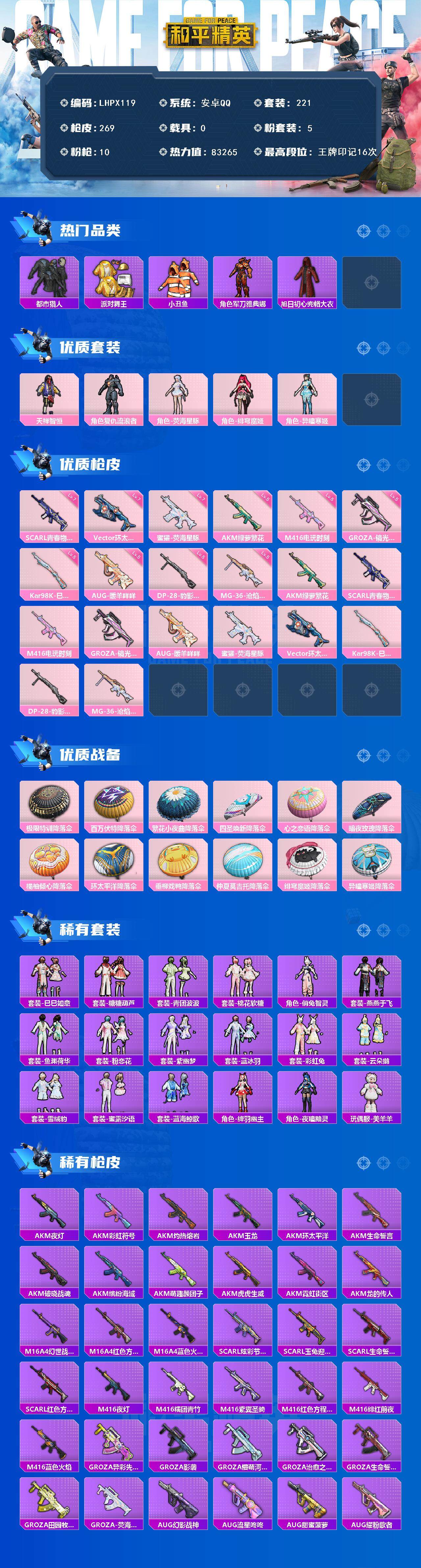 HPLE3455701和平精英账号详情图3