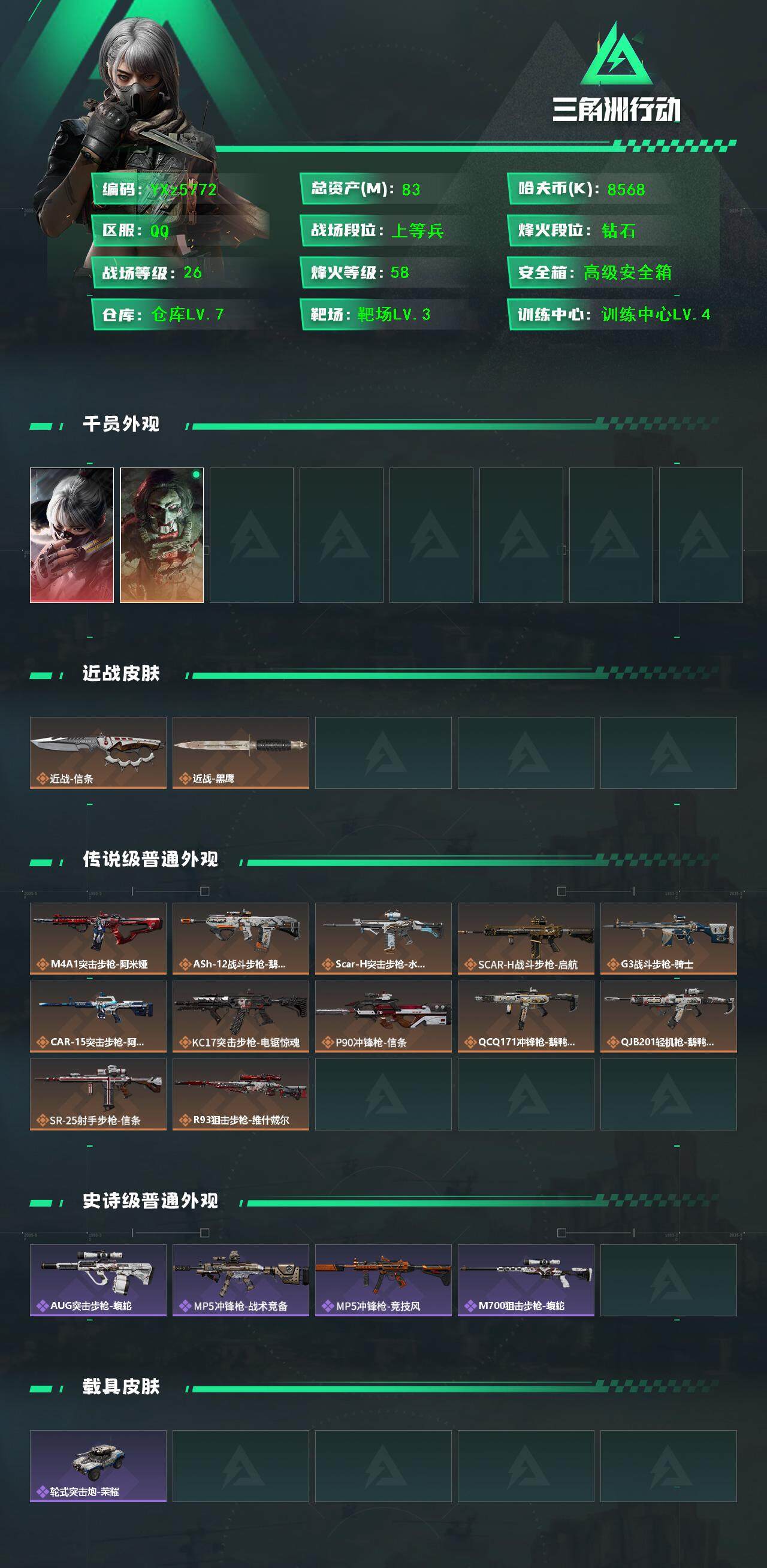 三角洲行动账号QQ【热门组合搭配,单红+信条-水墨云图】【Q区三端互通】【【无二次协助处理】】YXz5772-特勤处：