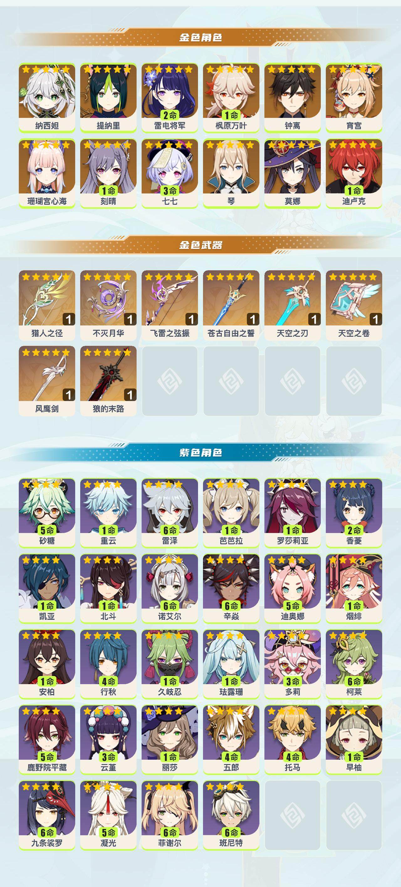 YSEY40019原神账号详情图3 YSEY40019原神账号详情图3