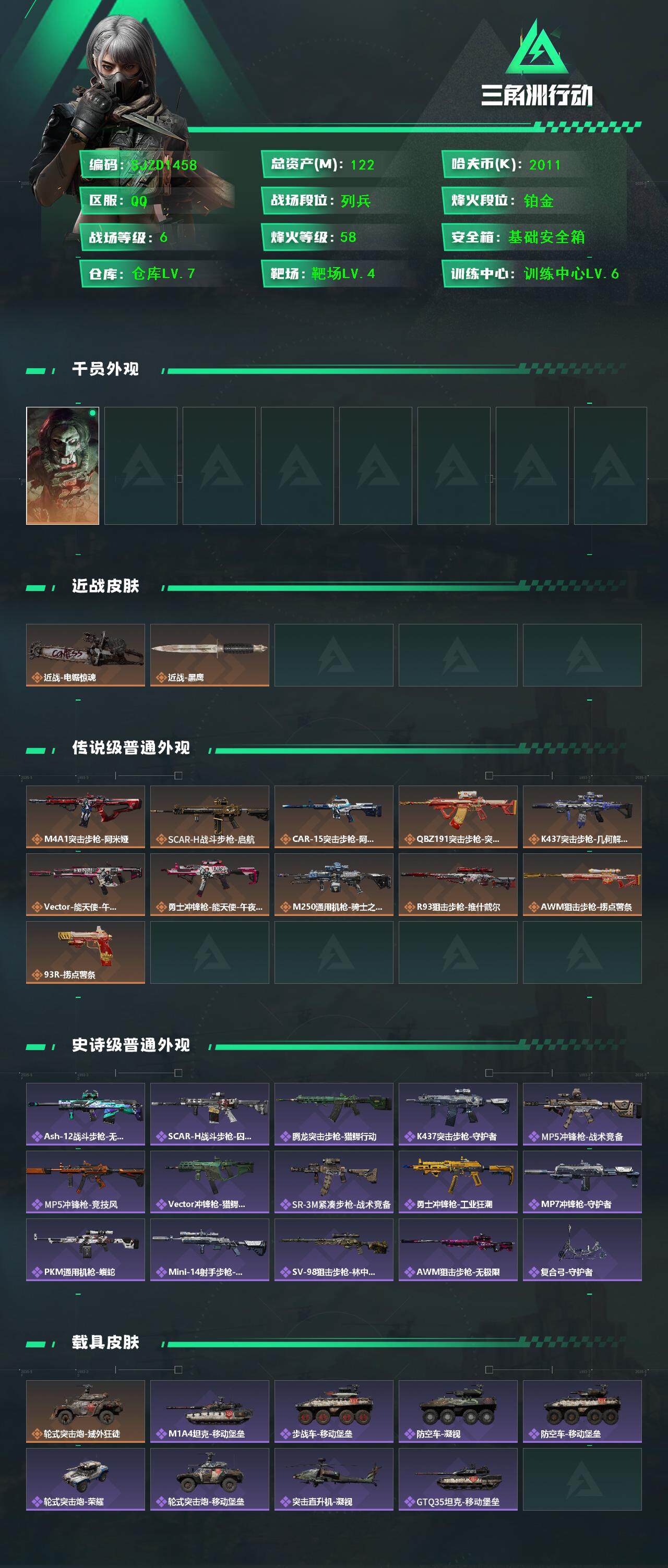 SJZQM3104175三角洲行动账号详情图4