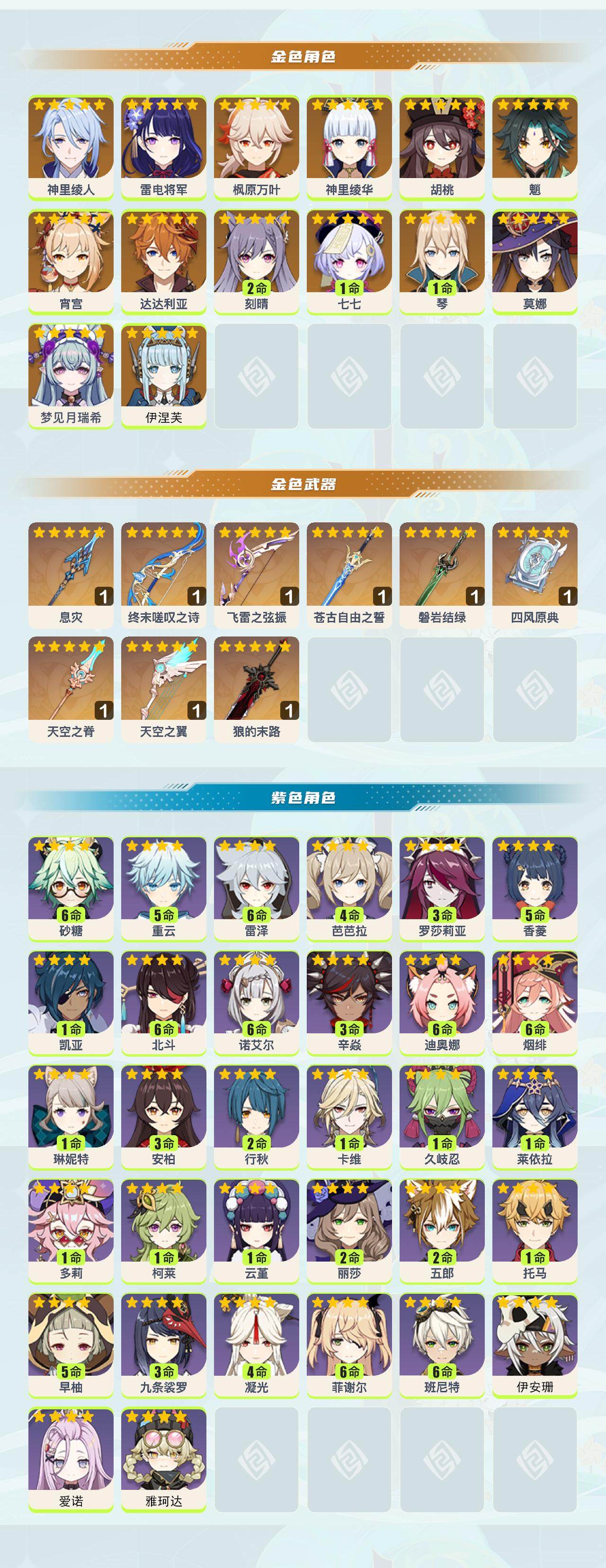 YSEY40099原神账号详情图3 YSEY40099原神账号详情图3