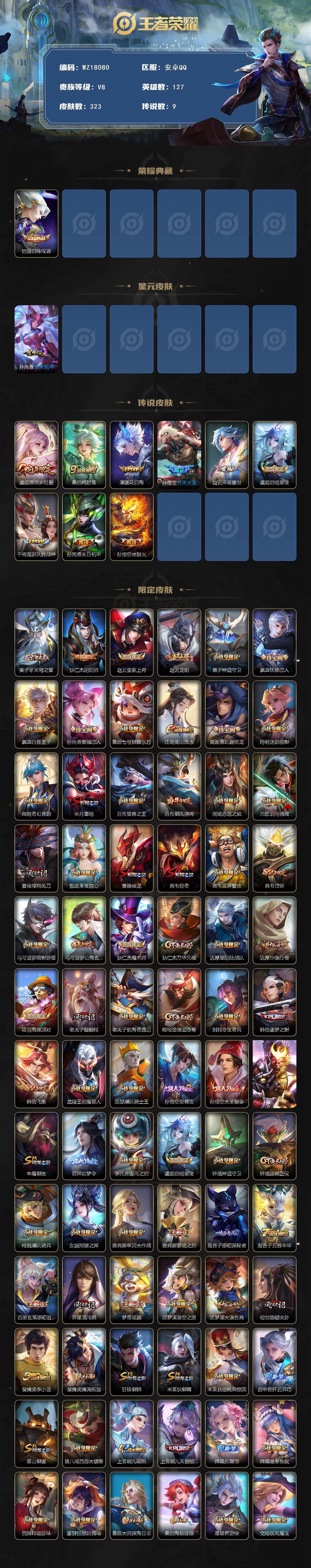 WZ03411820王者荣耀账号详情图2 WZ03411820王者荣耀账号详情图2