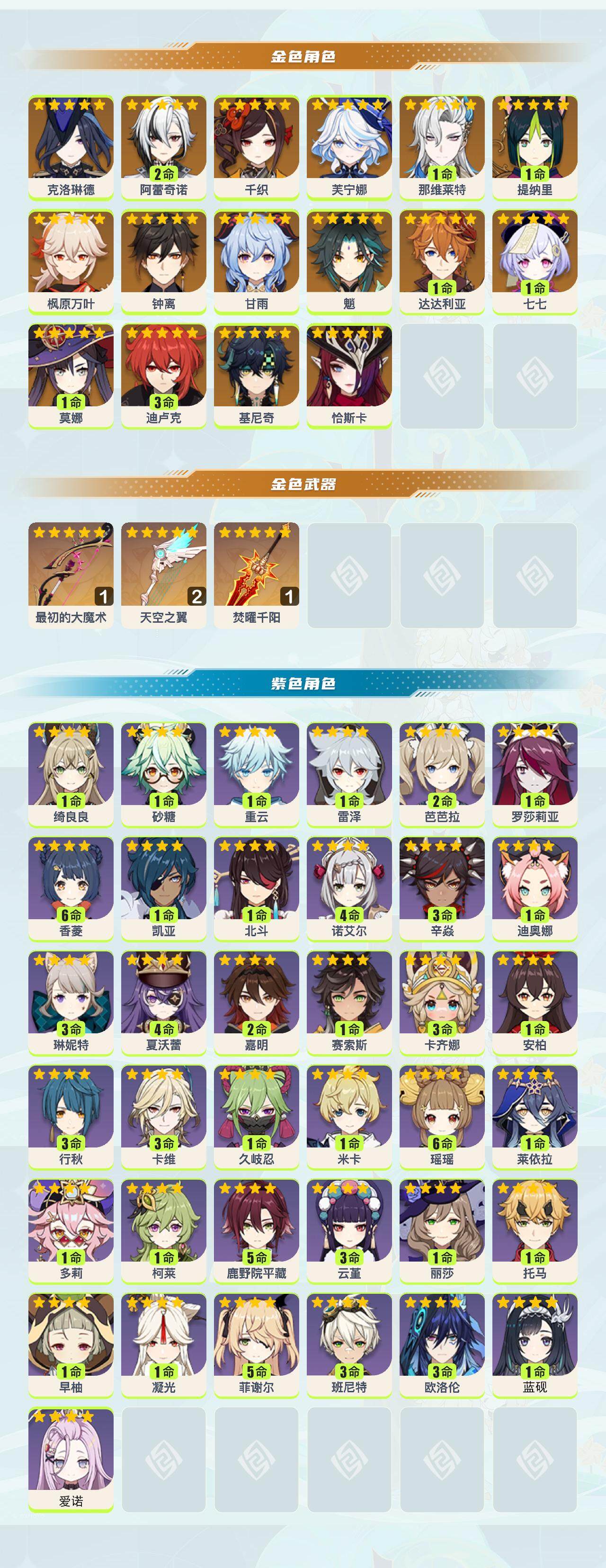 YSEY40166原神账号详情图2 YSEY40166原神账号详情图2