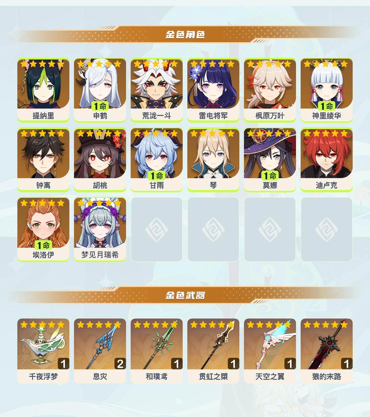 YSEY40177原神账号详情图4 YSEY40177原神账号详情图4