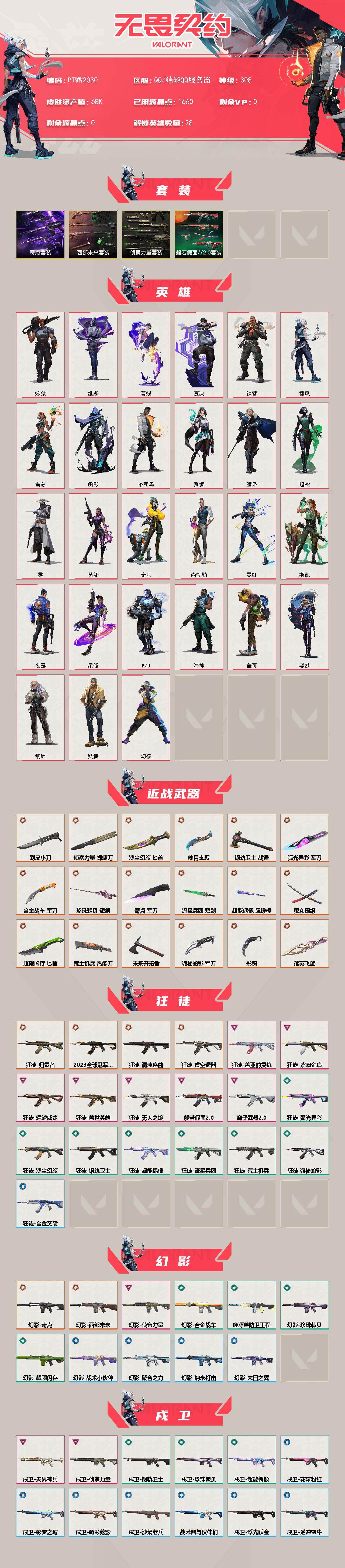 无畏契约账号QQ【PTWW2030】最新上架【套装】：西部未来套装，奇点套装，般若假面//2.0套装，侦察力量套装
